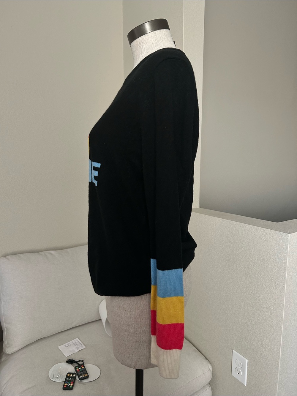 Chinti & Parker Black Sweater with Multicolor 'LOVE' Blocksyy Wool and cashmere - Picture 5 of 11